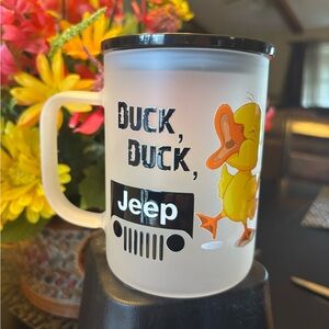 Jeep Frosted Mug with Duck Design - Black and Orange
